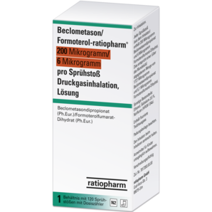 Beclometason/Formoterol-ratiopharm® 200 Mikrogramm/6 Mikrogramm pro Sprühstoß Druckgasinhalation, Lösung