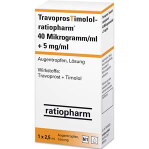 TravoprosTimolol-ratiopharm® 40 Mikrogramm/ml + 5 mg/ml Augentropfen, Lösung