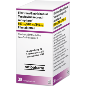 Efavirenz/Emtricitabin/Tenofovirdisoproxil-ratiopharm® 600 mg/200 mg/245 mg Filmtabletten